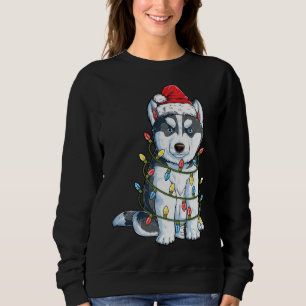 Siberian husky Santa Julgran Ljus Julafton Gi T Shirt