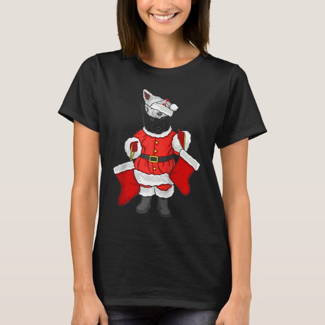 Siberian husky Santa Julgran Ljus Julafton Ra T Shirt (Framsida)