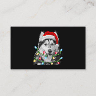 Siberian husky Santa Julgran Ljus Julafton Visitkort