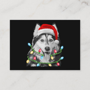 Siberian husky Santa Julgran Ljus Julafton Visitkort