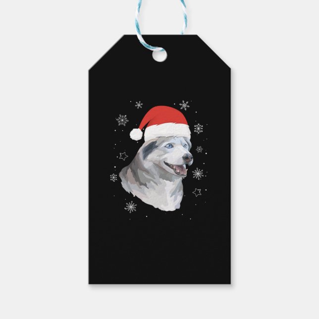 Siberian husky Satan Christmas Kids Boys Girls Presentetikett (Framsidan)