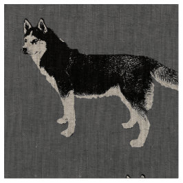 Siberian Husky schwarz weiß stehend Muster Tyg