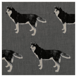Siberian Husky schwarz weiß stehend Muster Tyg