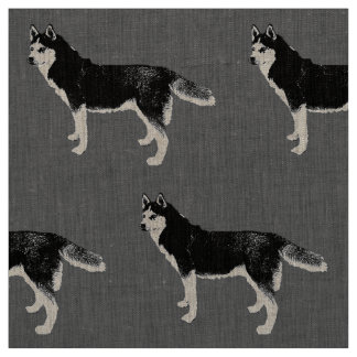 Siberian Husky schwarz weiß stehend Muster Tyg