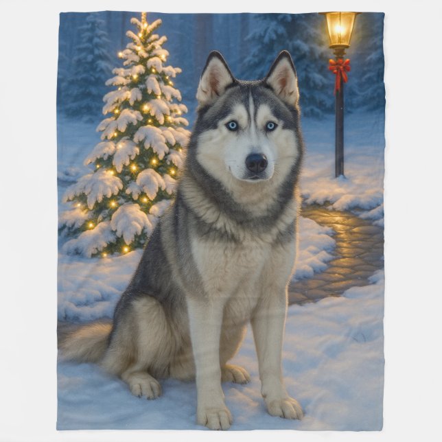Siberian Husky Semester  Fleecefilt (Framsidan)