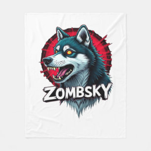 Siberian Husky Sibe Zombie Hund Halloween Essentia Fleecefilt