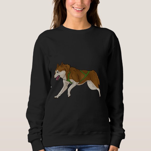 Siberian husky Sled Hund Red T Shirt (Framsida)