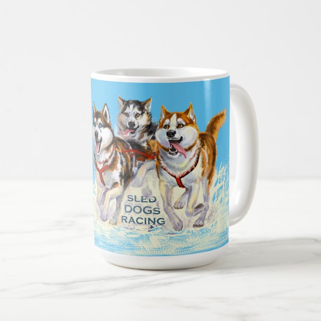 siberian husky sled hundar kaffemugg (Framsida höger)