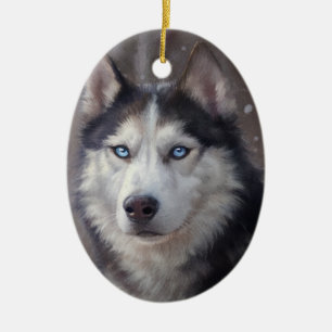 Siberian husky Snö Julgransprydnad Keramik