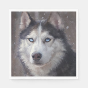Siberian husky Snö Pappersservett