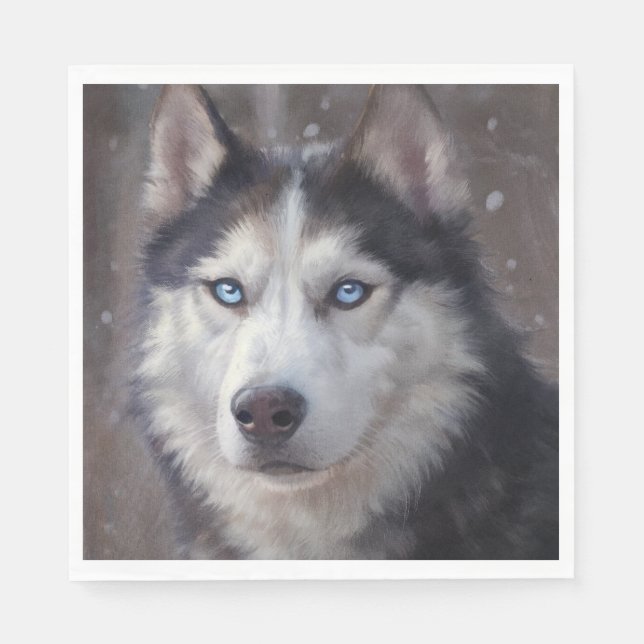 Siberian husky Snö Pappersservett (Framsidan)