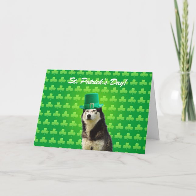 Siberian husky St patricks day-hälsningskort Kort (Framsida)
