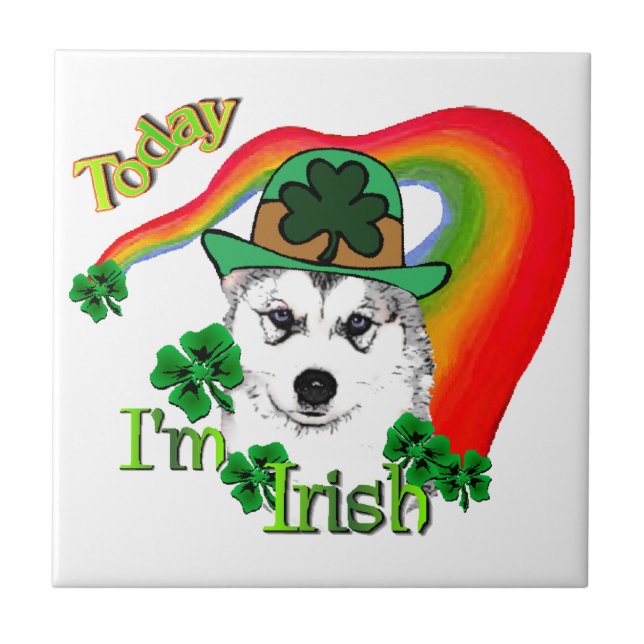Siberian husky St Patrick's Kakelplatta (Framsidan)