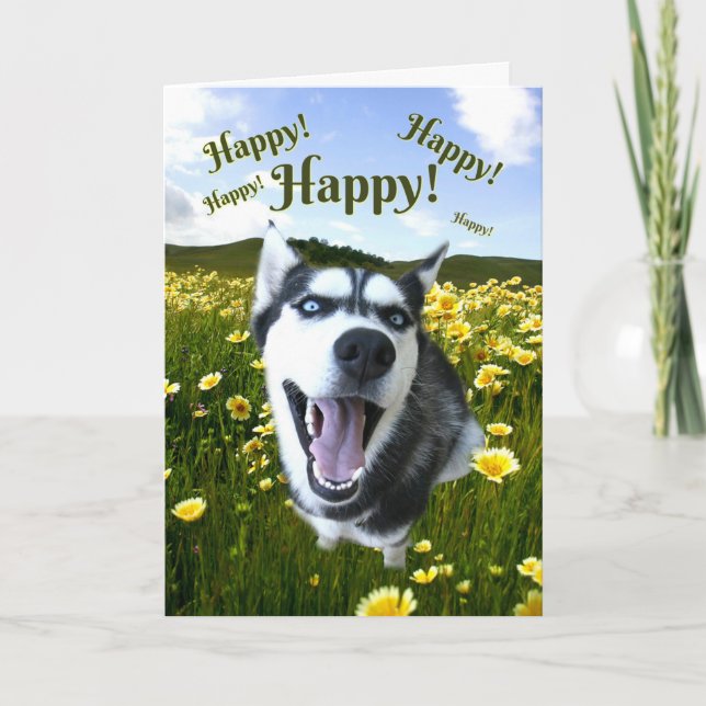 Siberian husky tänker på dig Cute Hund Kort (Framsida)