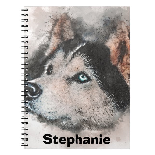 Siberian husky teckning,husky älskare anteckningsbok (Framsidan)