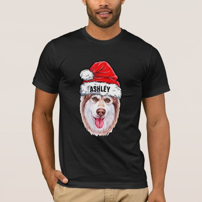Siberian husky Terrier jul Hat Hund Big T Shirt (Framsida)