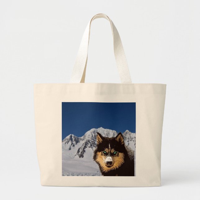 Siberian husky Tote Bag Jumbo Tygkasse (Framsidan)