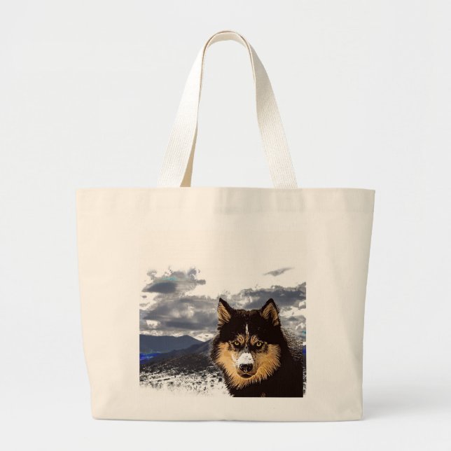 Siberian husky Tote Bag Jumbo Tygkasse (Framsidan)