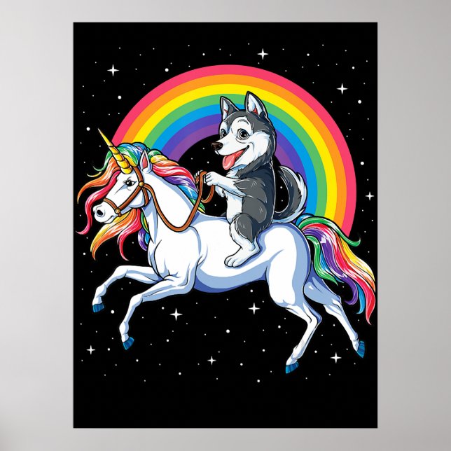 Siberian husky Unicorn Girls Space Galaxy Poster (Framsidan)