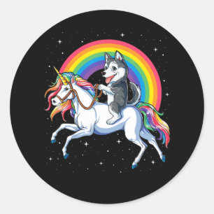 Siberian husky Unicorn Girls Space Galaxy Runt Klistermärke