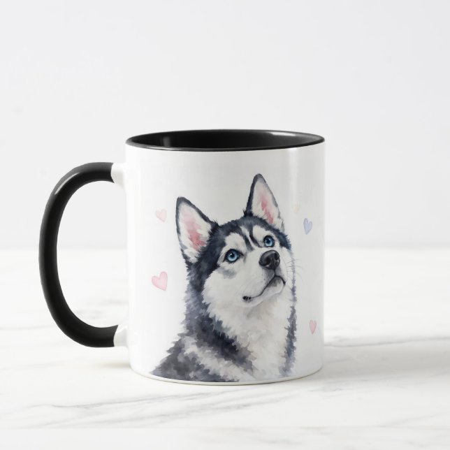 Siberian Husky Vackra Hjärtan Kaffe Mugg (Vänster)