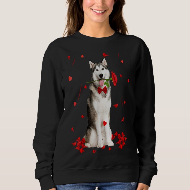 Siberian husky Valentines day Outfit Hund Valentin T Shirt (Framsida)