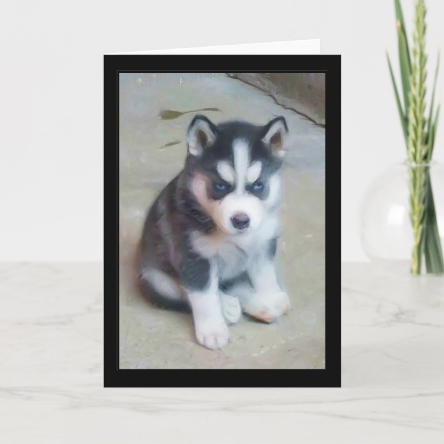 Siberian Husky-valpkunst Kort (Framsida)
