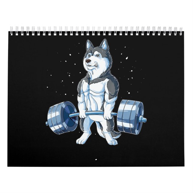 Siberian husky Viktande Funny Deadlift Manar Kalender (Omslag)