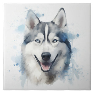 Siberian husky Watercolor Kakelplatta