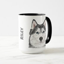 Siberian husky Watercolor Personlig mugg