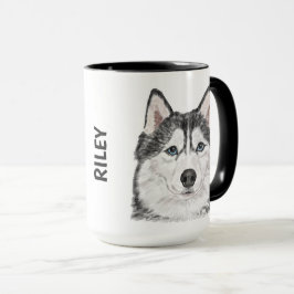 Siberian husky Watercolor Personlig mugg