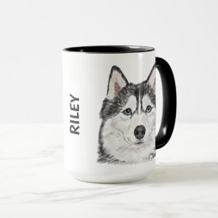 Siberian husky Watercolor Personlig mugg