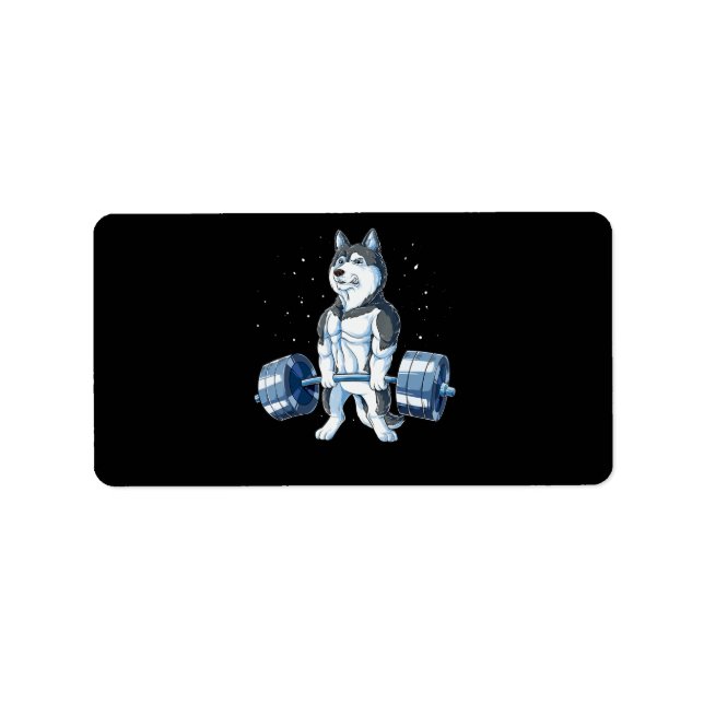 Siberian husky Weightlyftande Funny Deadlift Manar Adressetikett (Framsidan)