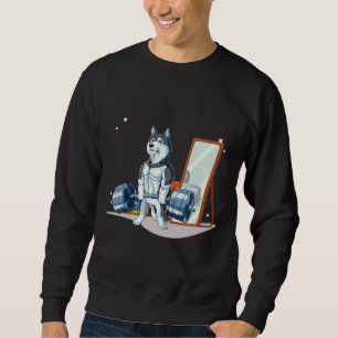 Siberian husky Weightlyftande Funny Deadlift Manar Lång Ärmad Tröja
