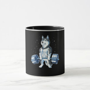 siberian husky Weightlyftande Funny Deadlift Manar Mugg