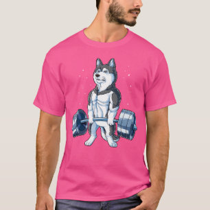 Siberian husky Weightlyftande Funny Deadlift Manar T Shirt