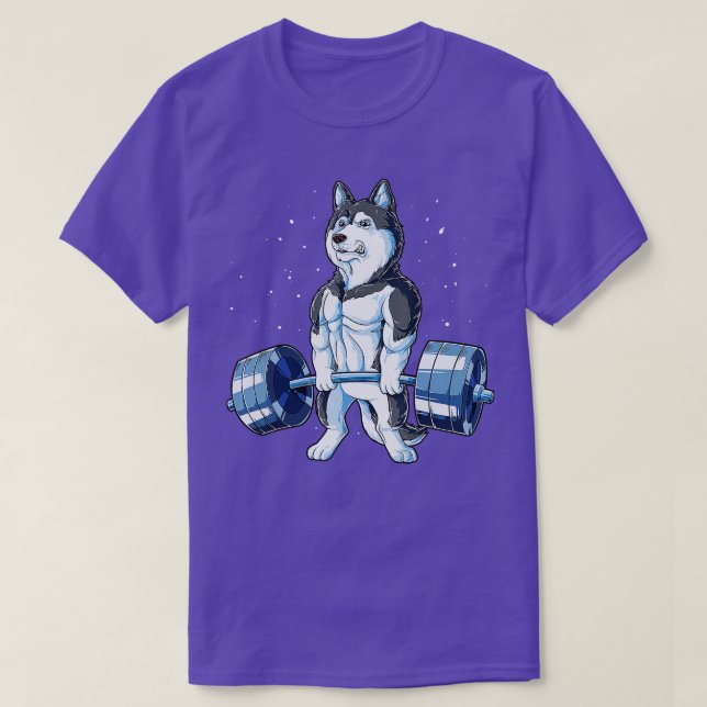 Siberian husky Weightlyftande Funny Deadlift Manar T Shirt (Design framsida)