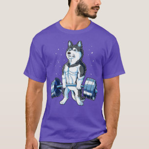 Siberian husky Weightlyftande Funny Deadlift Manar T Shirt