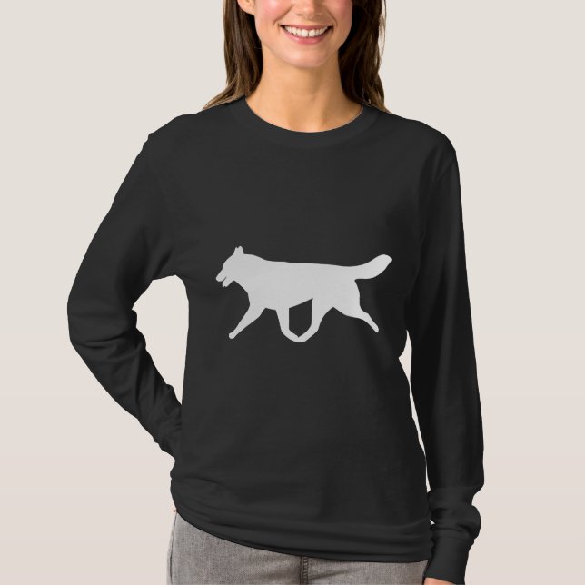 Siberian husky White Silhouette T Shirt (Framsida)