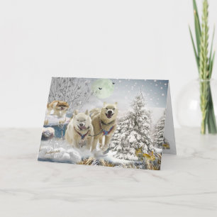 Siberian husky Winter Scene Helgkort