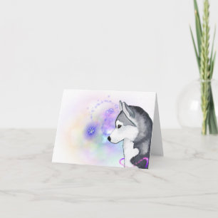 Siberian husky Winter Snö Flurry Note Card Helgkort