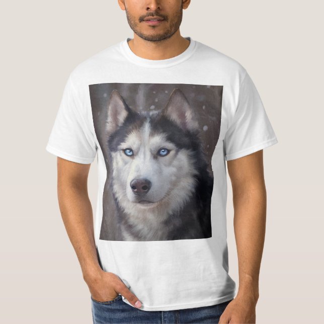 Siberian husky Winter T Shirt (Framsida)