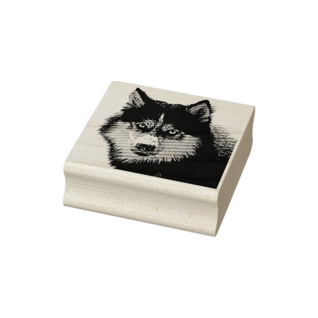 Siberian husky Wood Art Frimärke Stämpel (Stämpel)