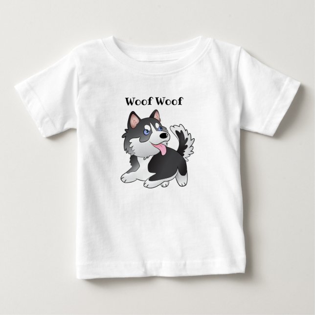 siberian husky Woof Woof Baby T-Shirt (Framsida)