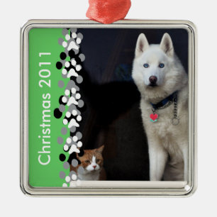 Siberian huskyfoto julgransprydnad metall