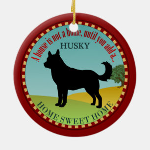 Siberian huskyhem julgransprydnad keramik