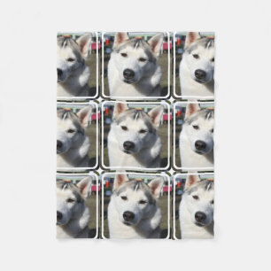 Siberian huskyhundfoto fleecefilt