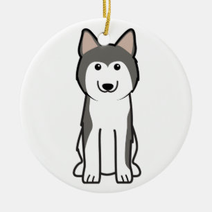 Siberian huskyhundtecknad julgransprydnad keramik