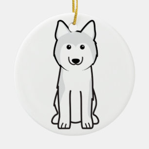 Siberian huskyhundtecknad julgransprydnad keramik