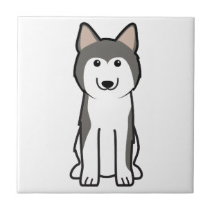 Siberian huskyhundtecknad kakelplatta